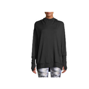 Zara Terez Hooded Cowl-Neck Sweatshirt - Black NWT